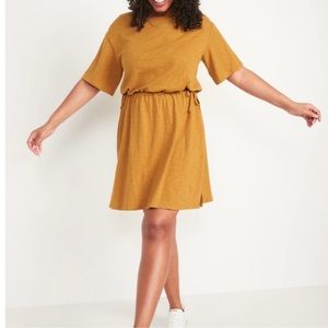 Old Navy Women's Waist-Defined Short-Sleeve Slub-Knit T-Shirt Dress